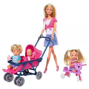 Papusa Simba Steffi Love 29 cm Baby World cu 2 copii, 1 bebelus si accesorii imagine