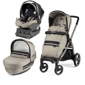 Carucior 3 In 1, Peg Perego, Book Plus S, Titania, baza i-Size inclusa, Luxe Ecru imagine