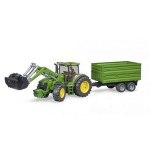 BRUDER - TRACTOR JOHN DEERE 7930 CU INCARCATOR FRONTAL SI REMORCA BASCULANTA PE OSIE imagine