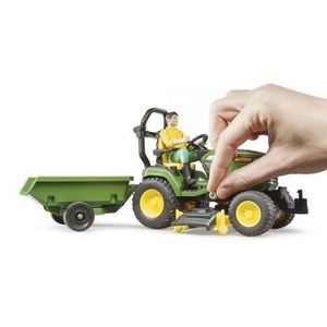 BRUDER - TRACTOR CU REMORCA JOHN DEERE SI GRADINAR imagine