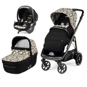 Carucior 3 in 1 Peg Perego Veloce, Lounge, 0 - 22 kg, Graphic Gold, Negru Bej imagine