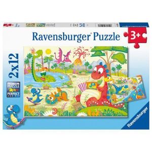 PUZZLE PRIETENII MEI DINOZAURII, 2x12 PIESE imagine