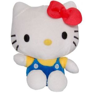 Jucarie din plus Hello Kitty cu salopeta albastra, 17 cm imagine