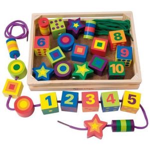 Joc De Insirat Din Lemn Cu Cifre, Montessori, Insira Margelele - Melissa&Doug 3775 imagine