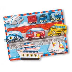 Puzzle lemn in relief Mijloace de transport Melissa and Doug imagine