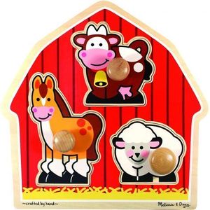 Puzzle din lemn cu 3 piese jumbo, 1 an+, Ferma Melissa &Doug 2054 imagine