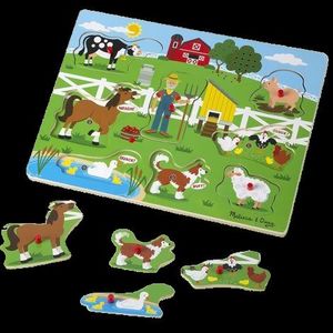 Puzzle incastru din lemn cu sunete Old McDonald Melissa & Doug 738 imagine