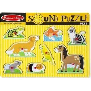 Puzzle De Lemn Cu Sunete Animale De Companie Melissa And Doug imagine