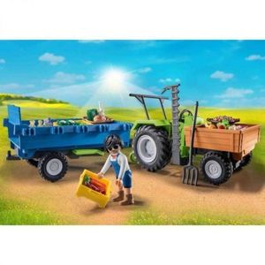 Playmobil - Tractor Cu Remorca Si Muncitor imagine