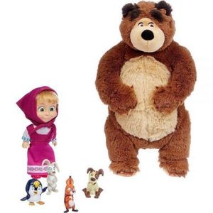 Set Simba Masha and the Bear Masha 12 cm cu ursulet de plus 25 cm si 4 animale imagine