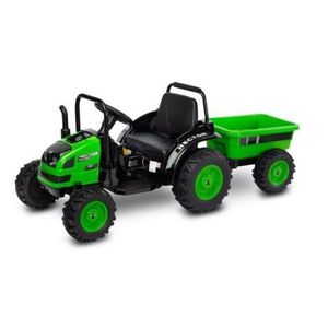 Tractor electric cu remorca si telecomanda Toyz HECTOR 12V Verde imagine