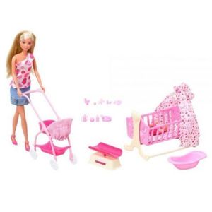 Set Simba Steffi Love New Born Baby Set papusa 29 cm, 1 bebelus si accesorii imagine