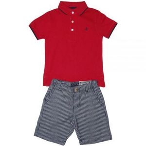 Set tricou polo rosu si pantaloni scurti (3215), 6 ani 116 cm imagine