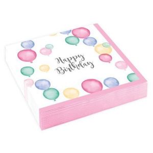 Servetele happy birthday baloane 25x25 cm imagine