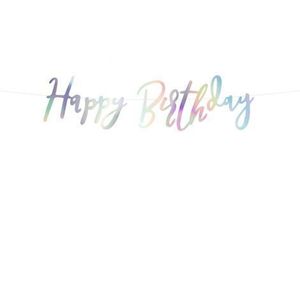 Banner happy birthday iridescent 16.5x62 cm imagine