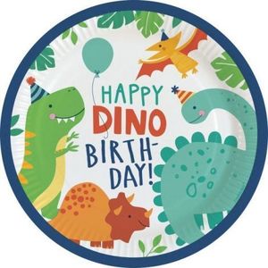 Farfurii happy dino birthday 23 cm imagine