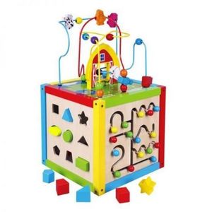 Cub din lemn cu activitati educative, 5 in 1, Viga 58506, 1-6 ani imagine