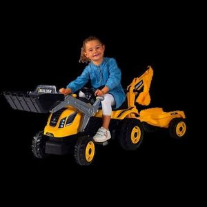 Tractor cu pedale si remorca Smoby Builder Max galben 7600710304 imagine