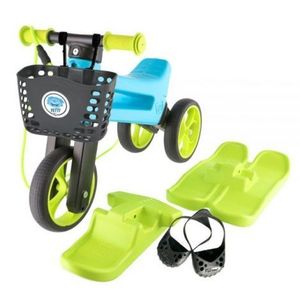 Bicicleta copii 2-5 ani, fara pedale, Funny Wheels Rider Yetti Superpack In Blue Lime, FUNNY WHEELS RIDER 8595557516545 imagine