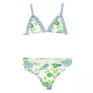 Costum de baie 2 piese Verde Alb (3760), 7 ani, 122 cm imagine