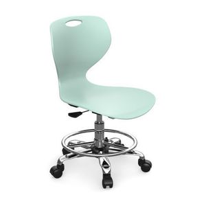 Scaun ergonomic scolar rotativ reglabil pe inaltime 46-66 cm, cu suport pentru picioare, culoare turcoaz inchis imagine