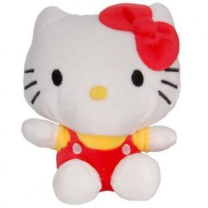 Jucarie din plus Hello Kitty cu salopeta rosie, 17 cm imagine