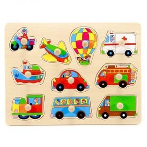 Puzzle din lemn cu maner Mijloace de transport imagine