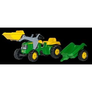 Tractor cu pedale, cupa si remorca Rolly Toys Kid John Deere, verde imagine