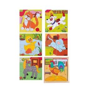 Puzzle din lemn cuburi - Animale de la ferma 2 x 2 imagine