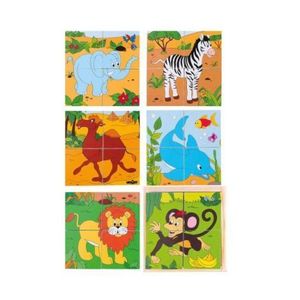 Puzzle din lemn cuburi - Safari 2 x 2 imagine