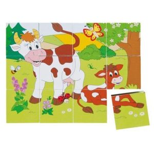 Puzzle din lemn cuburi - Ferma 3 x 4 imagine