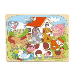 Puzzle din lemn - Animale de la ferma (10 piese) imagine