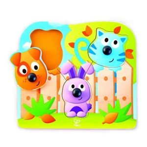 Puzzle din lemn cu butoni - Animale de companie cu nas mare imagine