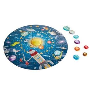 Puzzle Sistemul Solar pentru copii, cu led si planete din lemn (102 piese) imagine