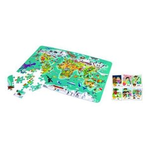 Puzzle pentru copii 2 in 1 In jurul lumii (100 piese) imagine