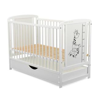 Patut din lemn Timmi BabyNeeds Girafa 120x60 cm cu sertar Alb imagine