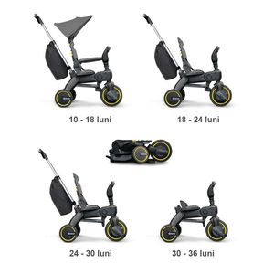 Tricicleta Liki Trike S5 Nitro Black de la 10 luni, ultrapliabila, spatar reglabil multiple pozitii, roti de calitate superioara, geanta transport imagine