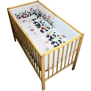 Lenjerie patut Sweet Panda 5 piese roz 120x60 cm imagine