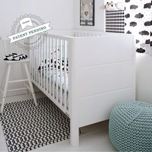 Patut din lemn pentru bebe inaltime saltea reglabila Smooth Alb 120x60 cm imagine