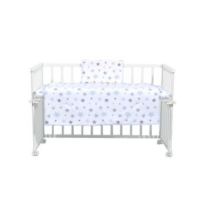 Set lenjerie 4 piese Mini Cot Blue and Grey Stars white imagine