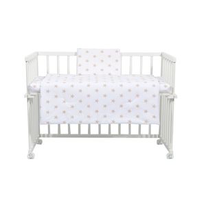 Set lenjerie 4 piese Mini Cot Cream stars imagine