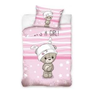 Set lenjerie pat copii Bear Girl 100x135 + 40x60 SunCity CBX191003 imagine