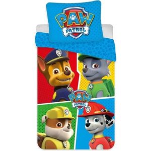 Set lenjerie pat copii Paw Patrol Team 140x200 + 70x90 SunCity albastru imagine