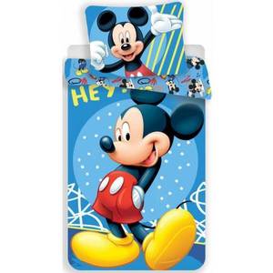 Set lenjerie pat copii MIckey Hey 140x200 + 70x90 SunCity albastru imagine