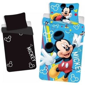 Set lenjerie pat copii Mickey Glow in the Dark 140x200 + 70x90 SunCity albastru imagine