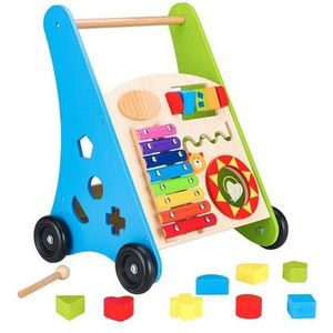 Antemergator educational din lemn cu tambal si blocuri Ecotoys TL00011 imagine