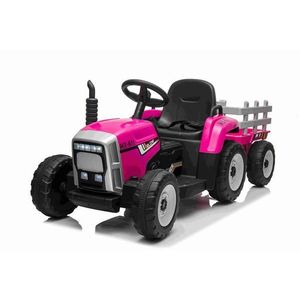 Tractor electric 12V 60W cu remorca Nichiduta Farmer Pink cu remorca detasabila, unitate audio cu Usb si Mp3 , schimbator de viteze si lumini led imagine