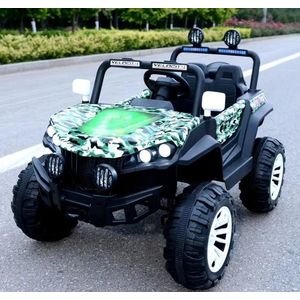 Masinuta electrica 140W 4x4 Nichiduta Shadow Green Army , slow start si functie leganare, unitate audio cu display si Bluetooth 4 motoare puternice si suspensii imagine