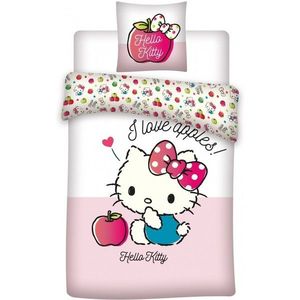 Set lenjerie pat copii Hello Kitty Apples 100x135 + 40x60 SunCity imagine