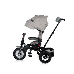 Tricicleta Jaguar Air Wheels Grey Luxe cu maner cu control parental, scaun rotativ, spatar reglabil pe 2 pozitii, roti mari silentioase, din cauciuc cu camera imagine